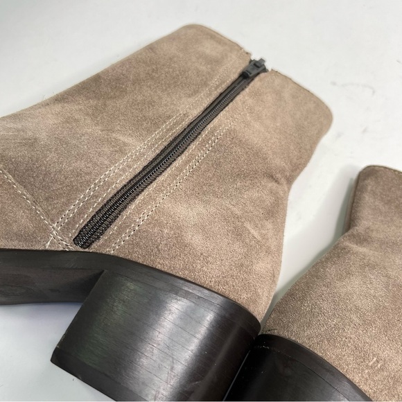 Lorenzo Dei Italian Leather Greige Taupe Suede Pointed Toe Ankle Booties Boots - Picture 5 of 13